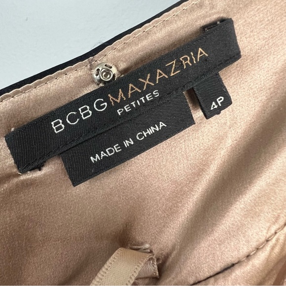 BCBGMAXAZRIA Black Silk Satin Pleated Halter Dress Size 4P - Picture 9 of 10